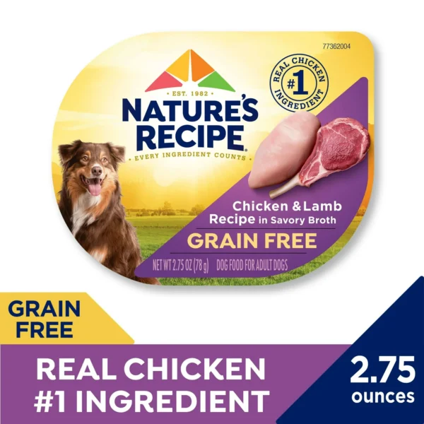 (4 pack) Nature’s Recipe Grain Free Chicken & Lamb Recipe in Savory Broth Wet Dog Food, 2.75 oz. Cup - Image 5