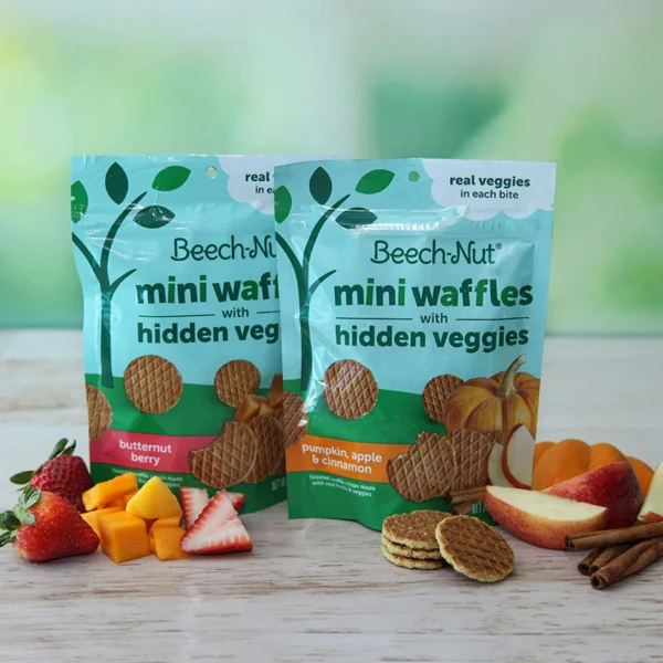 Beech-Nut Mini Waffles Pumpkin Apple & Cinnamon Hidden Veggies Toddler Snack, 3.2 oz Bag - Image 4