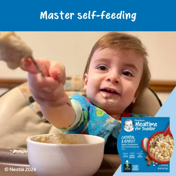 Gerber Mealtime for Toddler, Oatmeal & Barley Cereal, Apple Cinnamon, 4.5 oz - Image 2