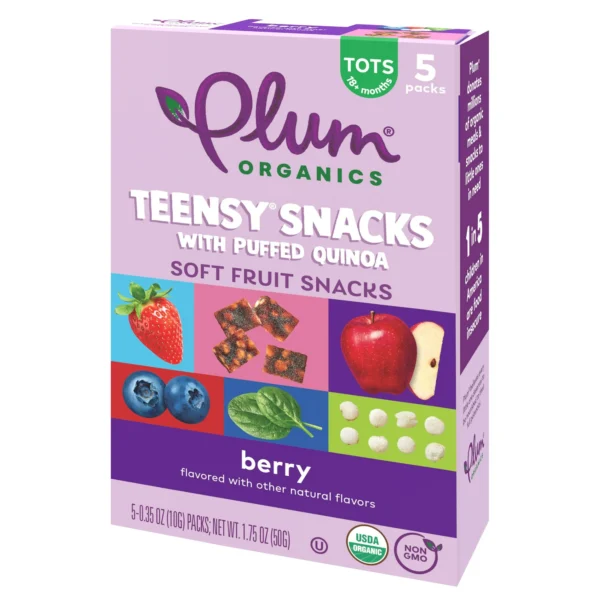 Plum Organics® Teensy® Snacks Puffed Quinoa Berry .35oz Pouch/5-Count Box - Image 6