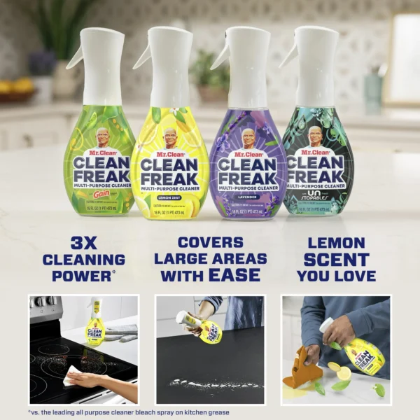 Mr. Clean Clean Freak All Purpose Cleaner Spray, Multi-Surface Cleaning, Lemon, Refill, 16 fl oz - Image 5