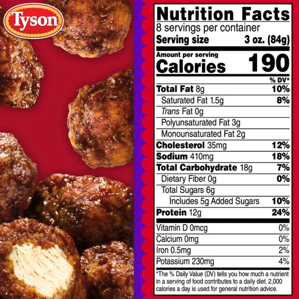 Tyson Any'tizers Sweet BBQ Boneless Chicken Bites, 24 oz (Frozen) - Image 3