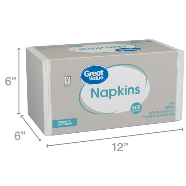 Great Value Disposable Paper Napkins, White, 500 Count - Image 4