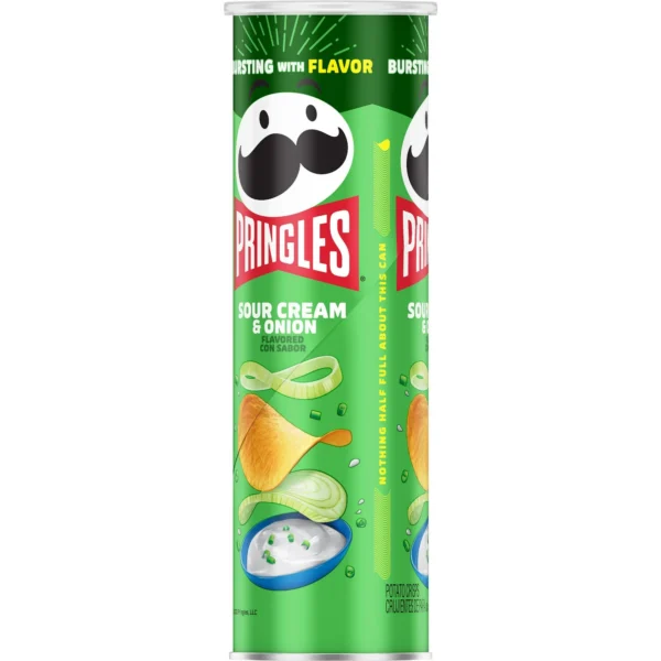 Pringles Sour Cream and Onion Potato Crisps Chips, Lunch Snacks, 5.5 oz Canister - Image 2