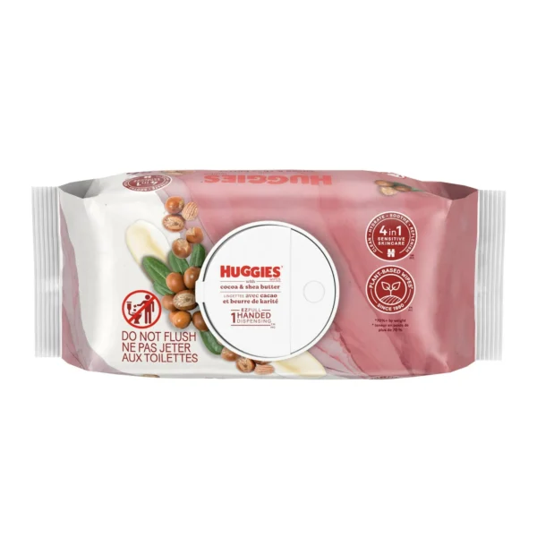 Huggies Sensitive Skincare Baby Wipes with Cocoa & Shea Butter, 1 Flip-Top Pack (56 Wipes) - Image 2