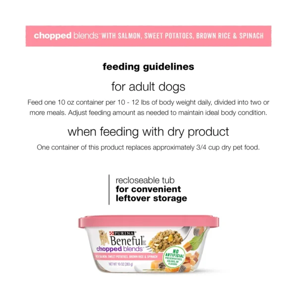 Purina Beneful Chopped Blends Wet Dog Food High Protein Real Soft Salmon, Veggies & Rice, 10 oz Tub - Image 3