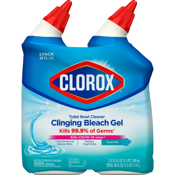 Clorox Toilet Bowl Cleaner Clinging Bleach Gel, Ocean Mist, 24 fl oz, 2 Pack - Image 10