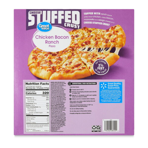 Great Value Stuffed Crust Chicken Bacon Ranch Sauce Pizza, 23.1 oz (Frozen) - Image 4