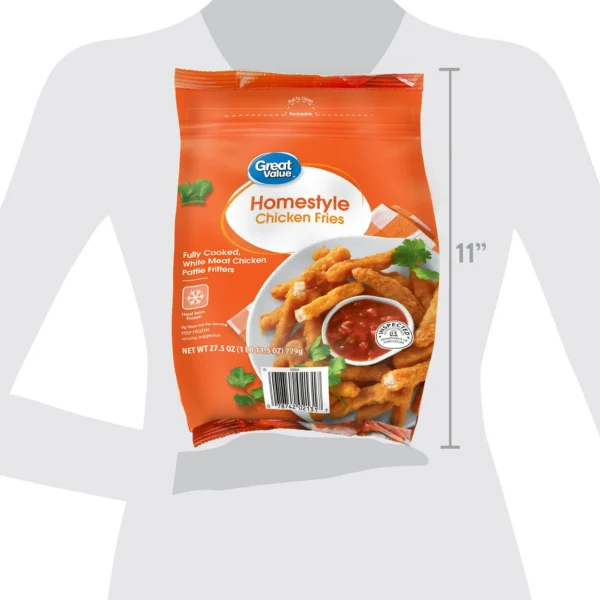 Great Value Fully Cooked Homestyle Ground Chicken Fries, 27.5 oz Bag (Frozen) - Image 4