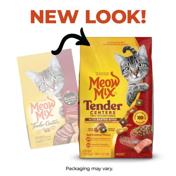 Meow Mix Tender Centers Dry Cat Food with Basted Bites, Beef & Salmon Flavors, 3 Pound Bag - Image 6