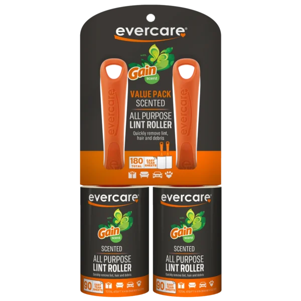 Evercare Gain Scented All-Purpose 90-Layer Lint Roller, 2-Pack