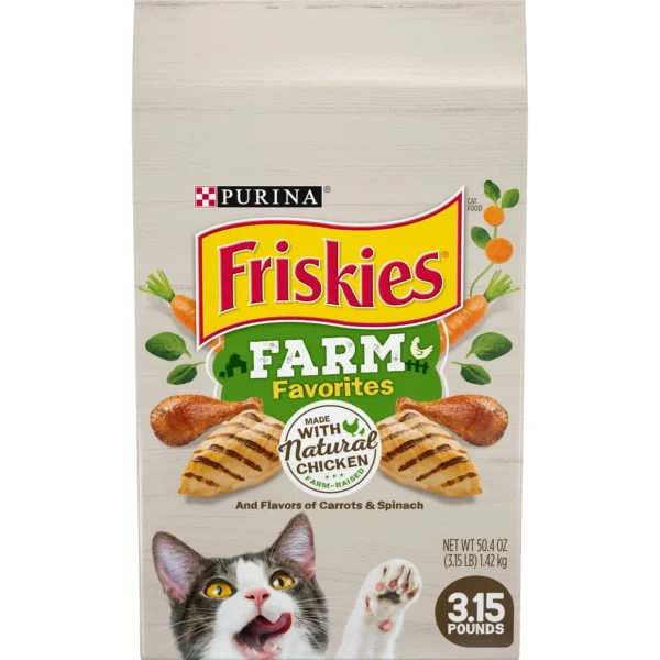 Purina Friskies Farm Favorites, Indoor Dry Cat Food, Chicken & Carrots, 3.15 lb Bag