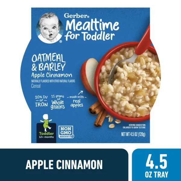 Gerber Mealtime for Toddler, Oatmeal & Barley Cereal, Apple Cinnamon, 4.5 oz