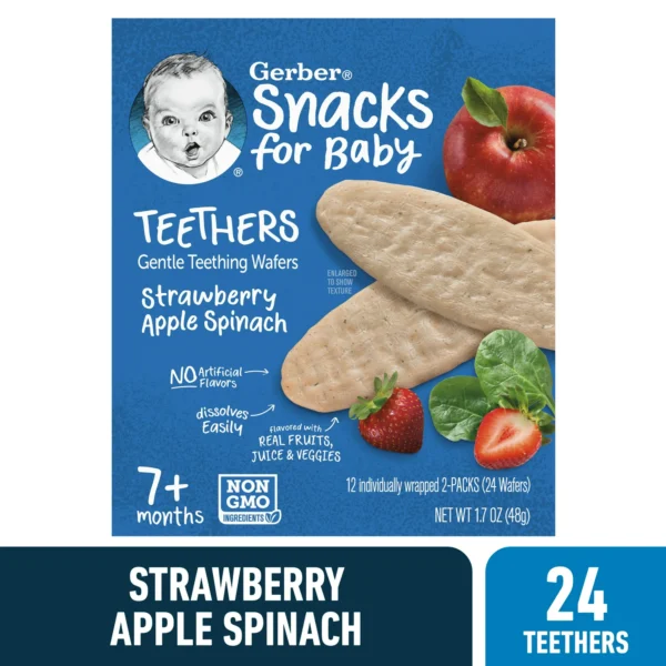 Gerber Stage 3 Baby Food, Teethers, Strawberry Apple Spinach, 1.7 oz, 12 ct - Image 8