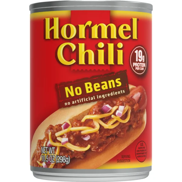 HORMEL Chili, Beef and Pork, No Beans, No Artificial Ingredients, Shelf-Stable, 10.5 oz Steel Can