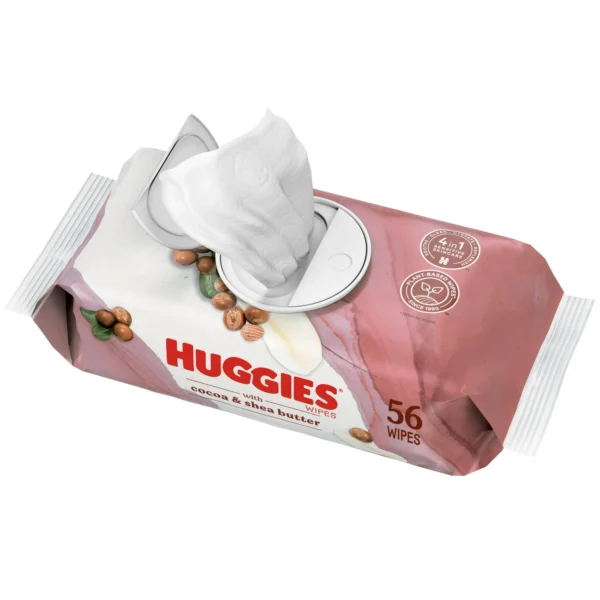 Huggies Sensitive Skincare Baby Wipes with Cocoa & Shea Butter, 1 Flip-Top Pack (56 Wipes)