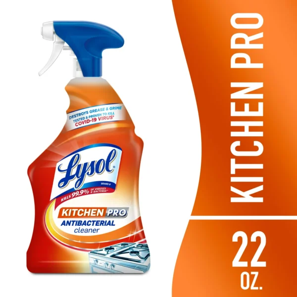 Lysol, Kitchen Pro Antibacterial Cleaner,Spray for Kitchens, No Harsh Chemicals, 22oz (650mL)