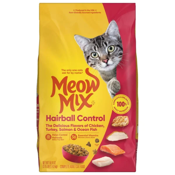 Meow Mix Hairball Control Dry Cat Food, 3.15 Pound Bag