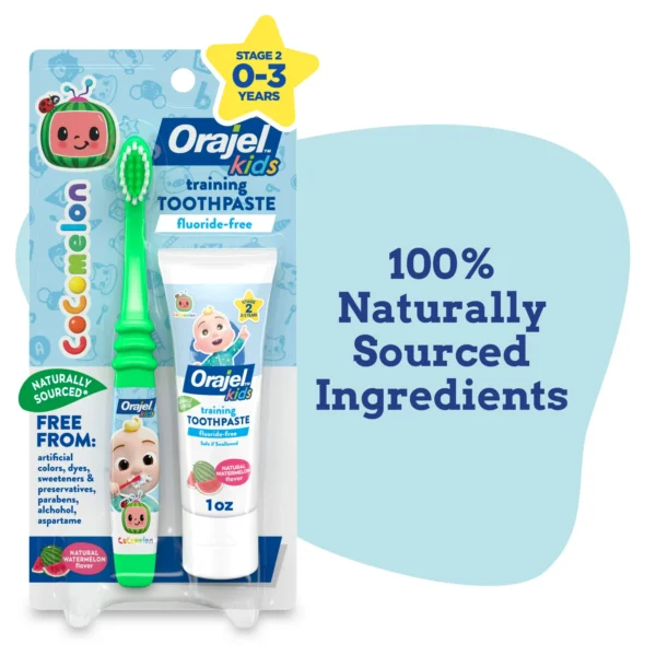 Orajel Kids CoComelon Toothbrush & Training Toothpaste Fluoride-Free Watermelon Flavor, 1 oz