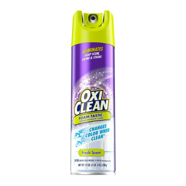 OxiClean Foam-Tastic Foaming Bathroom Cleaner, Removes Soap Scum, Grime & Stains, Fresh Scent, 19 oz