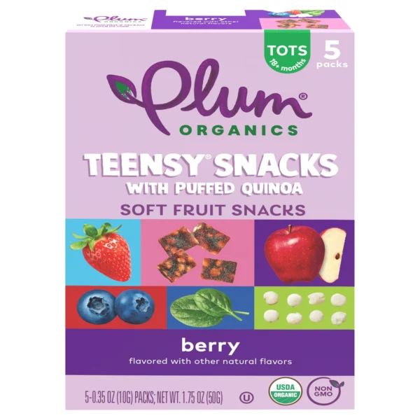 Plum Organics® Teensy® Snacks Puffed Quinoa Berry .35oz Pouch/5-Count Box