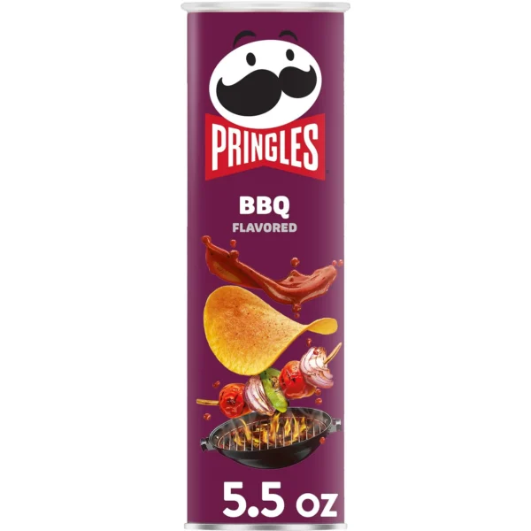 Pringles BBQ Potato Crisps Chips, Lunch Snacks, 5.5 oz Canister