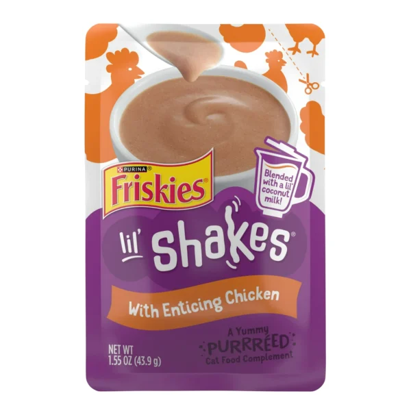 Purina Friskies Pureed Cat Food Toppers, Lil’ Shakes With Enticing Chicken Lickable Cat Treats