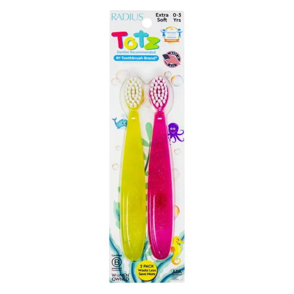 RADIUS Kids Toothbrush, Child Extra Soft, 1 YR+, Totz Toothbrush, Value Pack, 2 CT