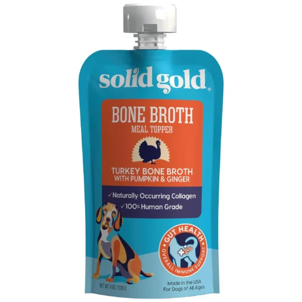 Solid Gold Bone Broth Meal Topper for Dogs, Grain-Free, Turkey Flavor, 8 oz