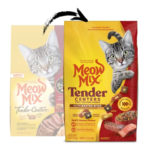 Meow Mix Tender Centers Dry Cat Food with Basted Bites, Beef & Salmon Flavors, 3 Pound Bag - Image 8