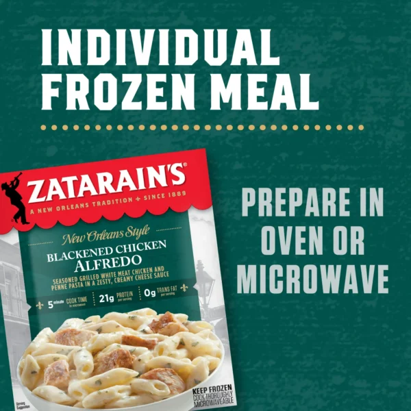 Zatarain's No Artificial Flavors Blackened Chicken Alfredo Frozen Dinner, 10.5 oz Box - Image 7