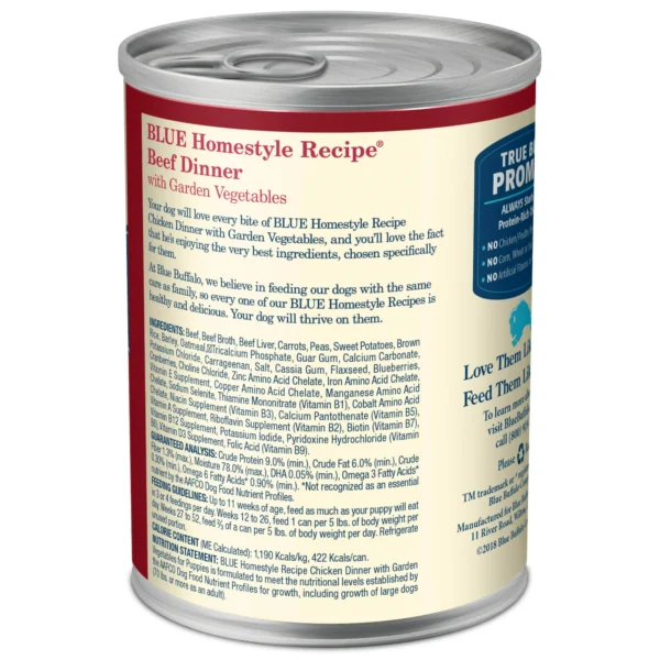 Blue Buffalo Homestyle Recipe Adult Wet Dog Food, Beef Dinner, 12.5-oz. Can - Image 5