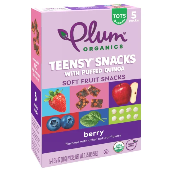 Plum Organics® Teensy® Snacks Puffed Quinoa Berry .35oz Pouch/5-Count Box - Image 7