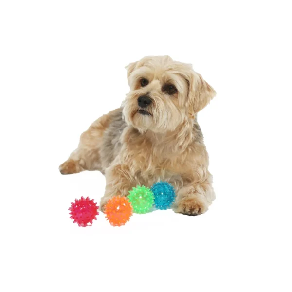 Vibrant Life Fetch Buddy Spiky Ball Fetch Dog Toys, 4-Pack Small, Color May Vary, Chew Level 2 - Image 9