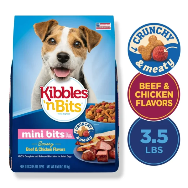 Kibbles ‘n Bits Mini Bits Small Breed Savory Beef & Chicken Flavors Dry Dog Food, 3.5 lb. Bag - Image 10