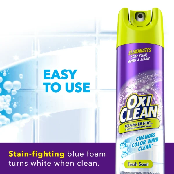 OxiClean Foam-Tastic Foaming Bathroom Cleaner, Removes Soap Scum, Grime & Stains, Fresh Scent, 19 oz - Image 5