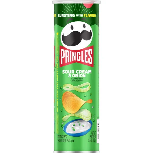 Pringles Sour Cream and Onion Potato Crisps Chips, Lunch Snacks, 5.5 oz Canister - Image 5