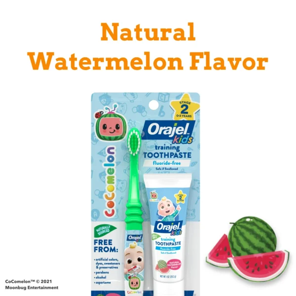 Orajel Kids CoComelon Toothbrush & Training Toothpaste Fluoride-Free Watermelon Flavor, 1 oz - Image 4