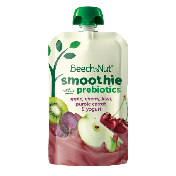 (3 pack) Beech-Nut Smoothie + Prebiotics for Toddlers, Apple Cherry Prpl Carrot Yogurt, 3.5oz Pouch - Image 9