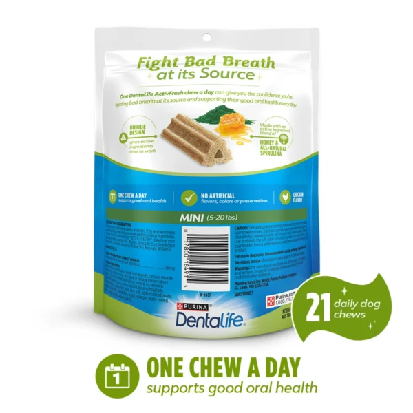 Purina DentaLife ActivFresh Mini Dog Treats Dental Chews with Chicken, 6.1 oz Pouch (4 Count) - Image 7