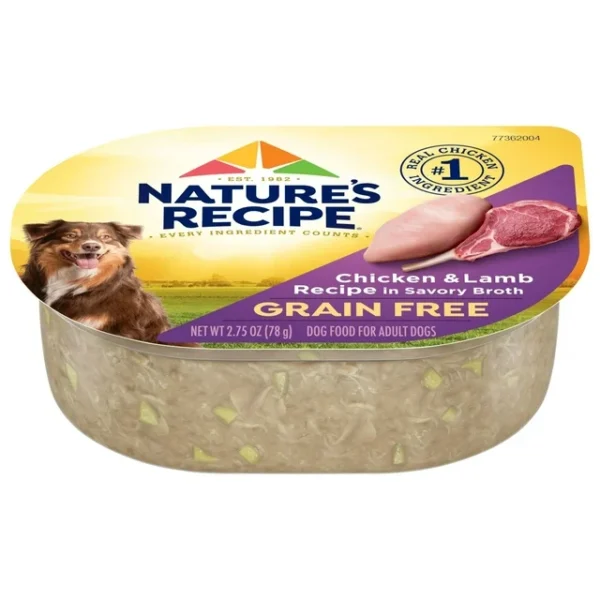 (4 pack) Nature’s Recipe Grain Free Chicken & Lamb Recipe in Savory Broth Wet Dog Food, 2.75 oz. Cup - Image 6