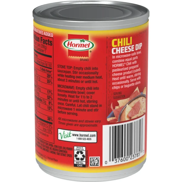 HORMEL Chili, Beef and Pork, No Beans, No Artificial Ingredients, Shelf-Stable, 10.5 oz Steel Can - Image 8