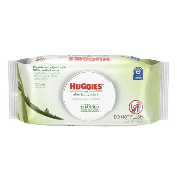 Huggies Aloe & Vitamin E Baby Wipes for Sensitive Skin, Unscented, 1 Flip-Top Pack, (176 Wipes) - Image 2