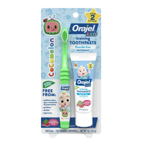 Orajel Kids CoComelon Toothbrush & Training Toothpaste Fluoride-Free Watermelon Flavor, 1 oz - Image 2