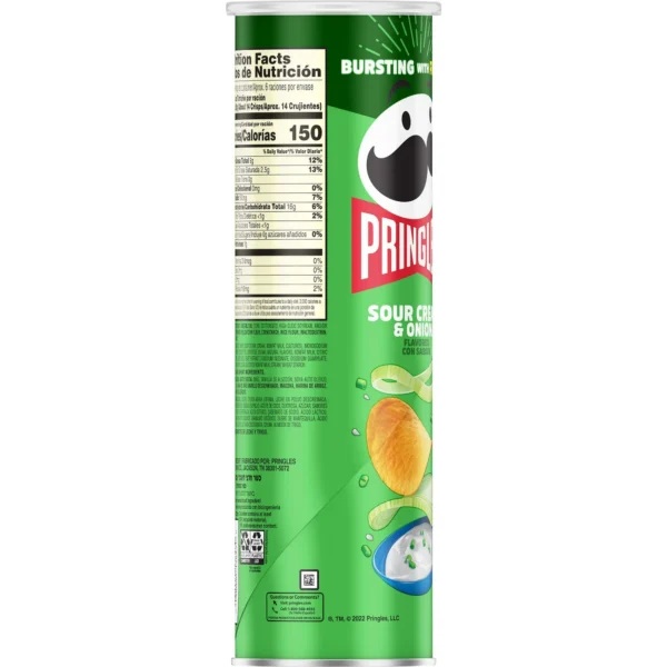 Pringles Sour Cream and Onion Potato Crisps Chips, Lunch Snacks, 5.5 oz Canister - Image 4