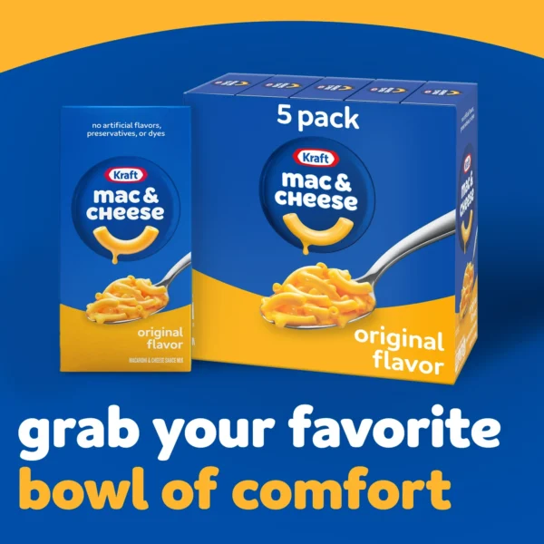 Kraft Original Mac N Cheese Macaroni and Cheese Dinner, 5 ct Pack, 7.25 oz Boxes - Image 2