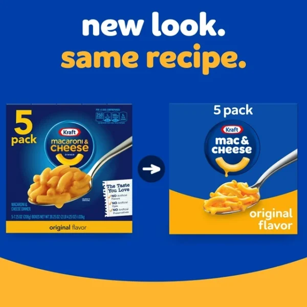 Kraft Original Mac N Cheese Macaroni and Cheese Dinner, 5 ct Pack, 7.25 oz Boxes - Image 8