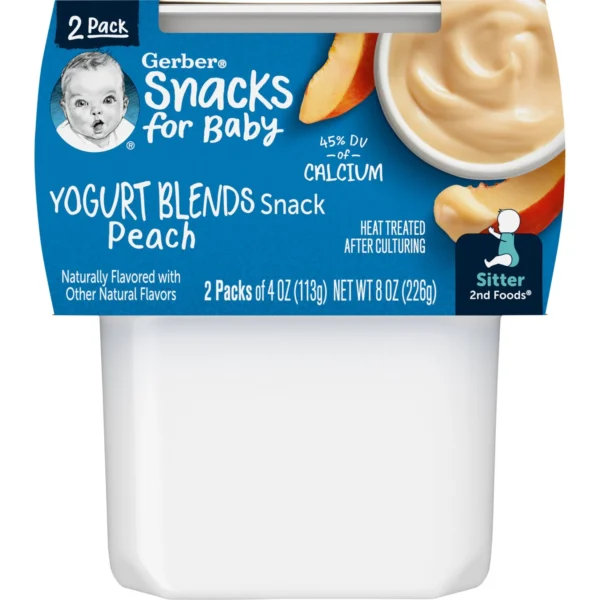 (3 pack) Gerber Yogurt Blends No Artificial Flavors Stage 2 Baby Food, Peach, 4 oz Tub (2 Pack) - Image 8