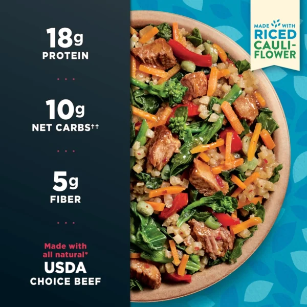 Healthy Choice Power Bowls Spicy Beef Teriyaki With Riced Cauliflower, Frozen Meal, 9.25 oz Bowl (Frozen) - Image 7