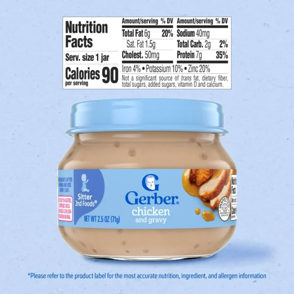 Gerber 2nd Foods, Chicken and Gravy, Clean Label Project, 2.5 oz Jar - Image 3